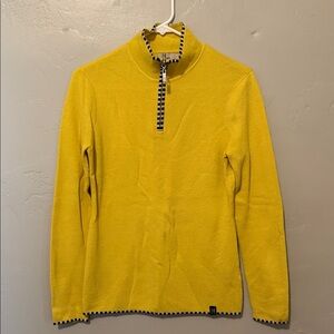 Women's Neve Yellow Quarter Zip-Up Sweater with Black Trim Medium